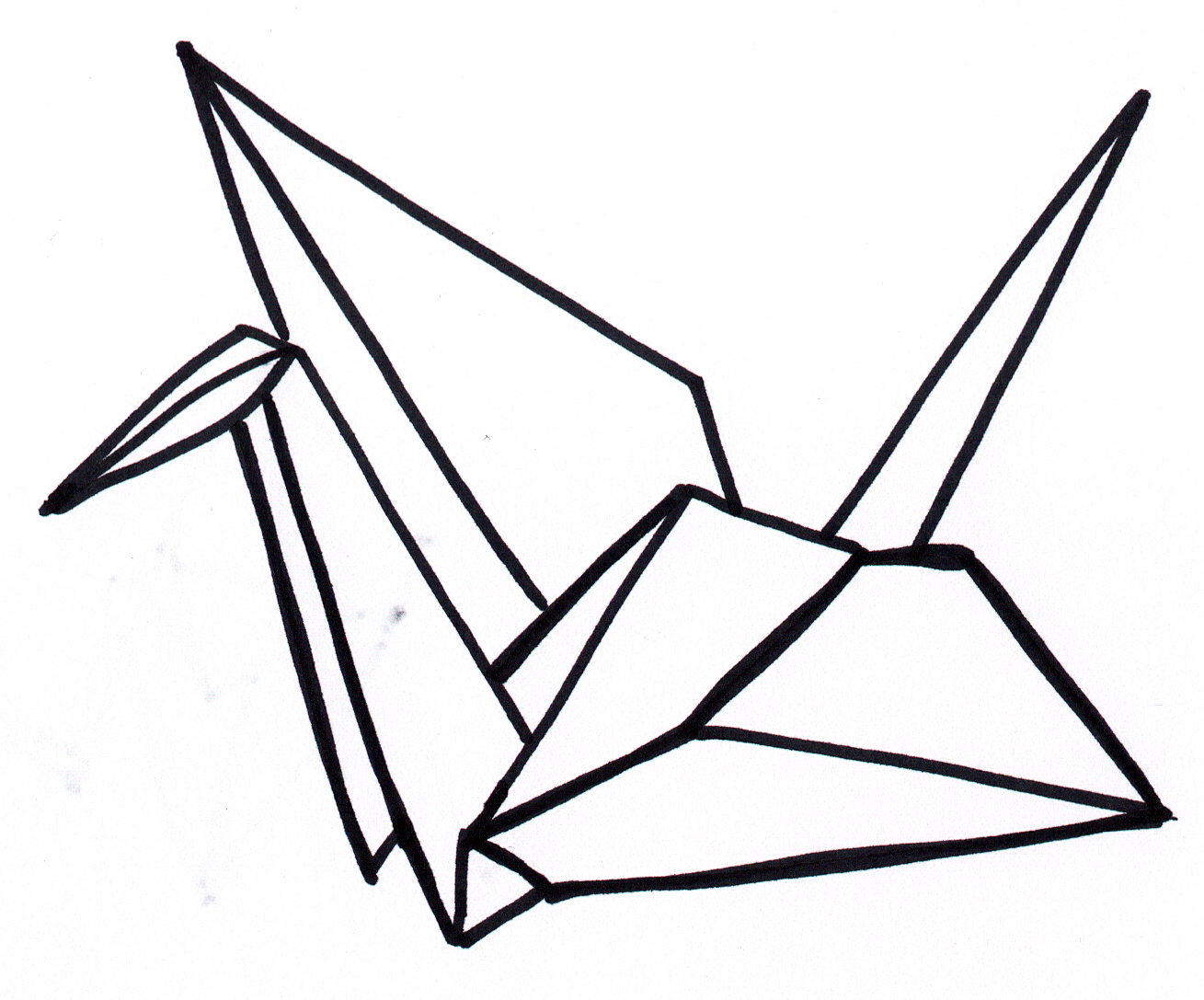 Paper Crane Sketch - ClipArt Best