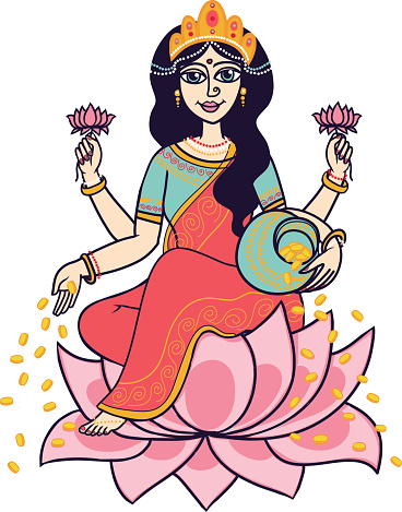 Goddess Lakshmi Clip Art, Vector Images & Illustrations