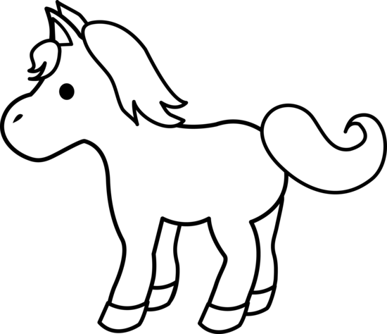 Horse clipart outline black and white