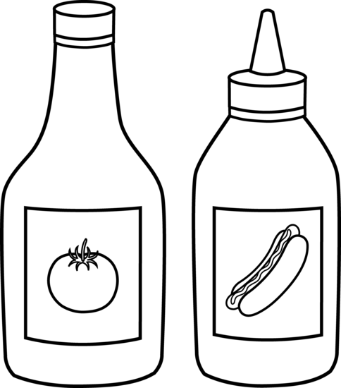 Ketchup bottle clipart black and white