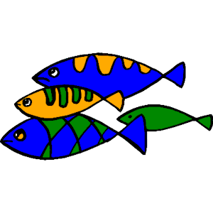 Bird school of fish clipart