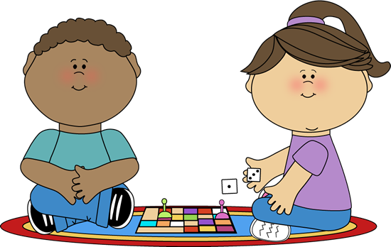 Diversityfamily playing board games clipart