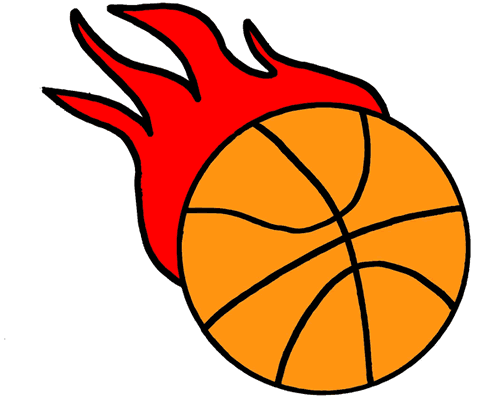 Basketball with flames clipart