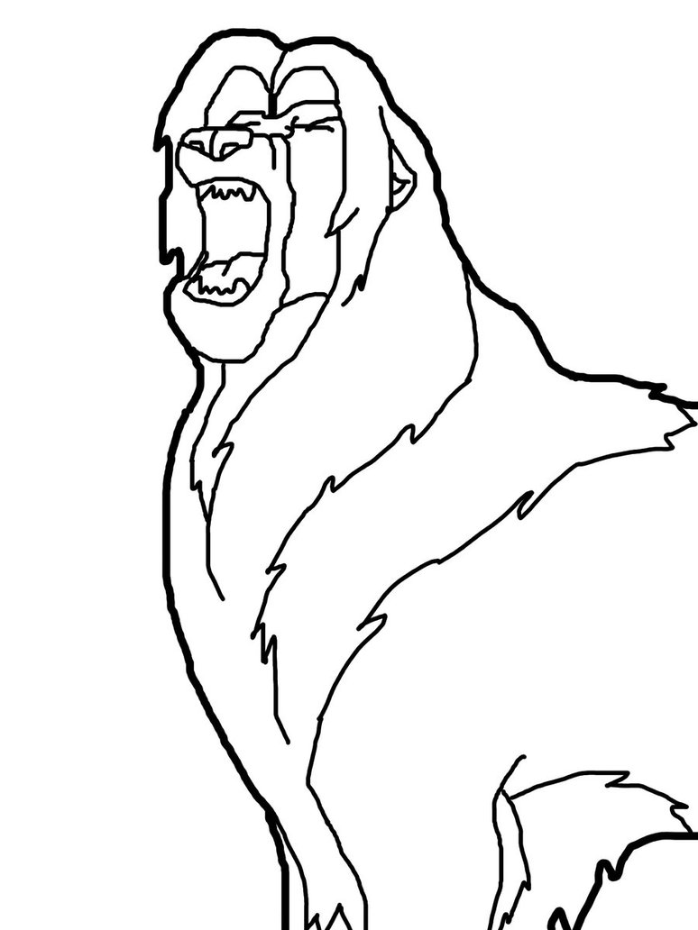 Lion roaring free lineart