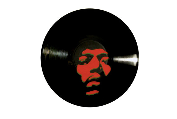 A Jimi Hendrix Vinyl Stencil Spray Painting Red by Vinyldezign