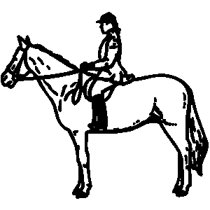 Horse riding clipart black and white