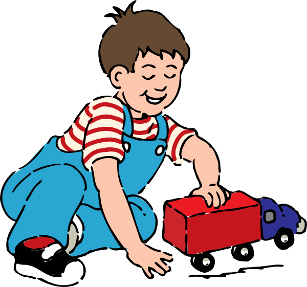 Boy Playing With Toy Truck Clip Art - vector clip art ...