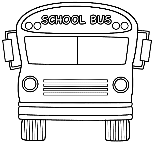 School Bus (Front) with Theme - Coloring Page (Back to School)