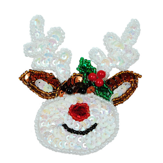 E3164 Rudolph Christmas Reindeer Sequin Beaded by gloryshouse