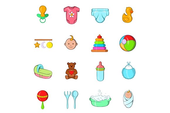 Baby icons set, cartoon style ~ Icons on Creative Market