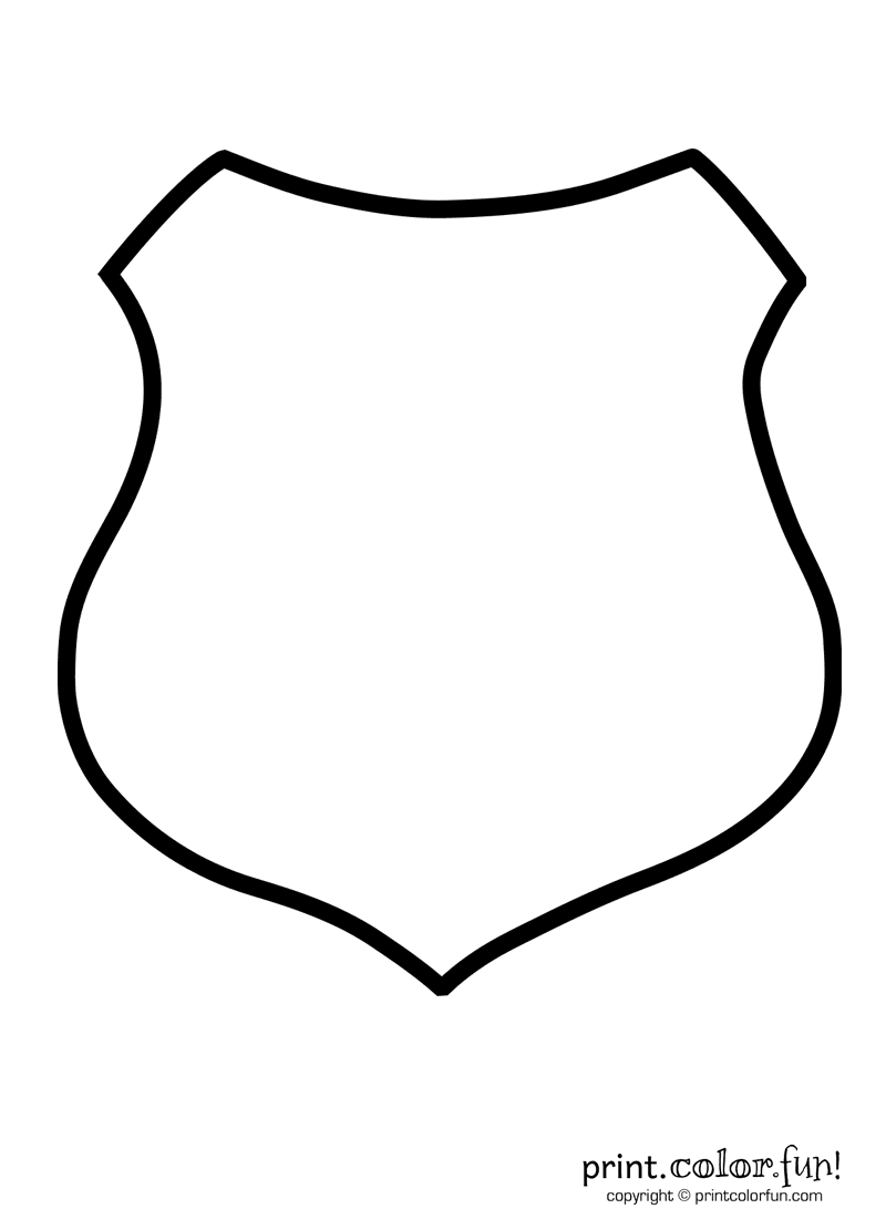 Police shield coloring page - Print. Color. Fun!