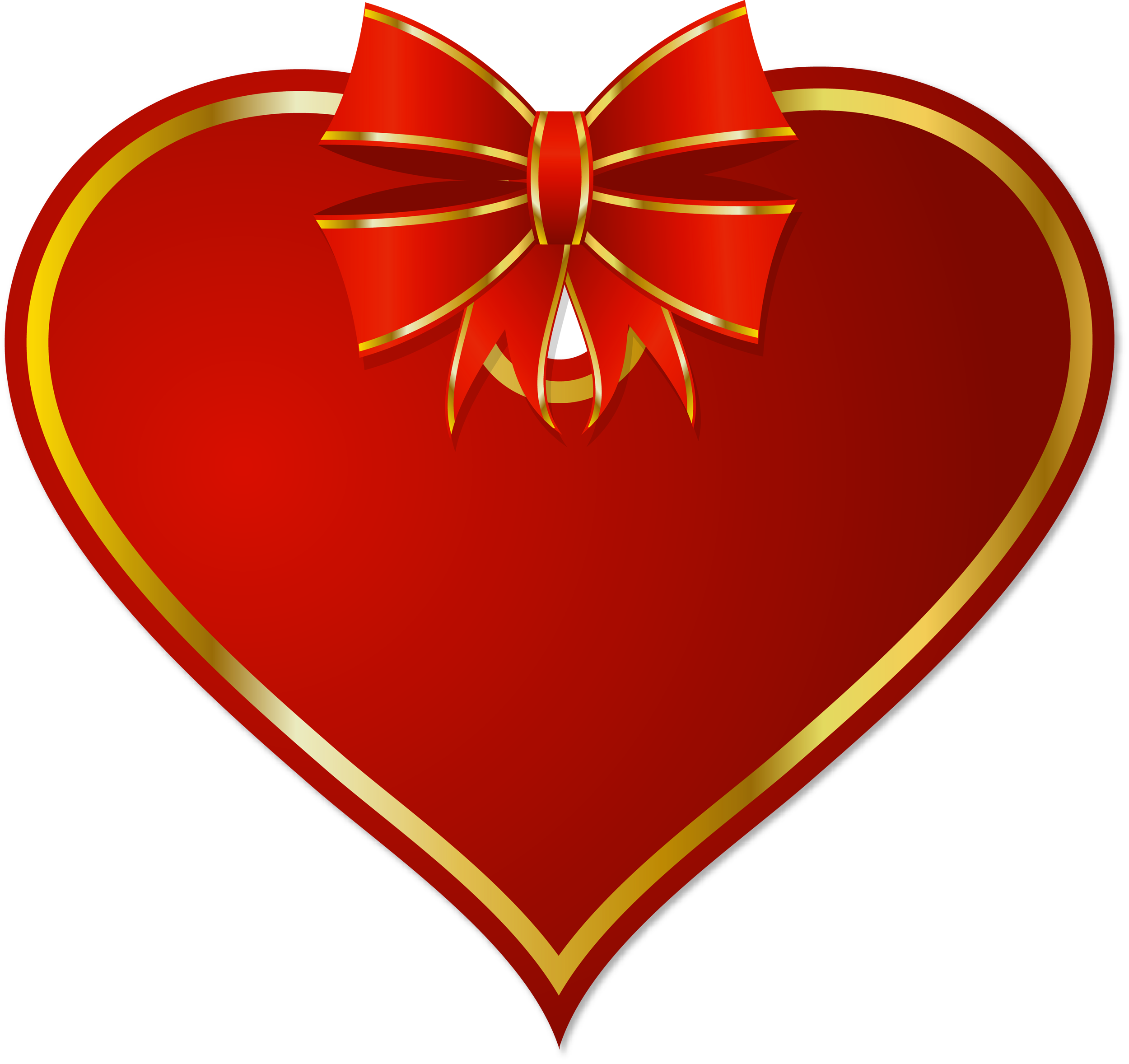 Red PNG Heart with Red Bow Clipart