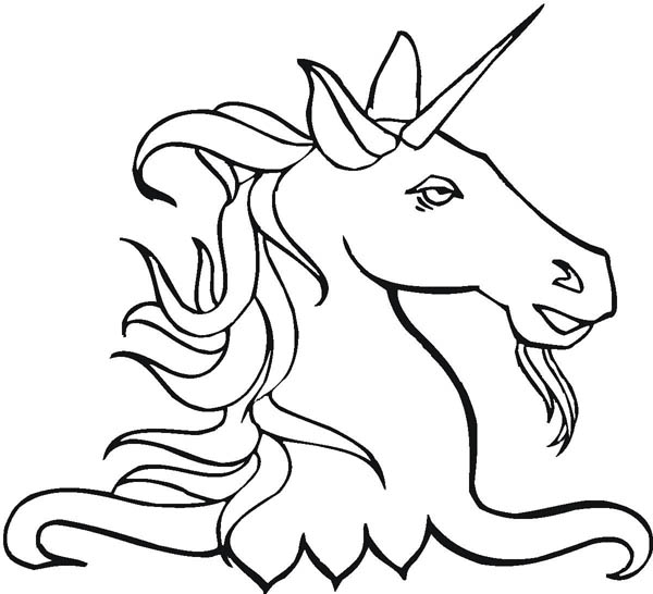 A Head Figure of Unicorn and Its Long Horn Coloring Page - Free ...