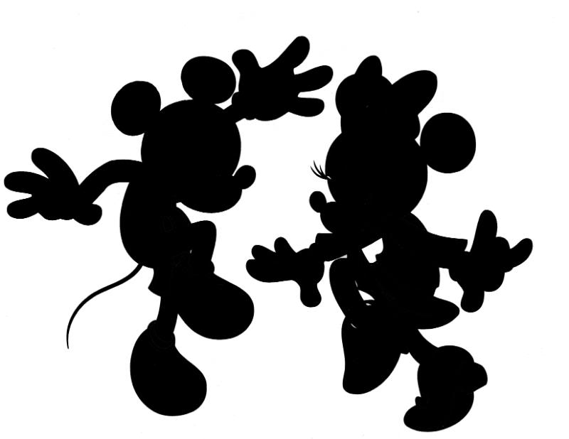 Mickey and Minnie Mouse dancing silhouette
