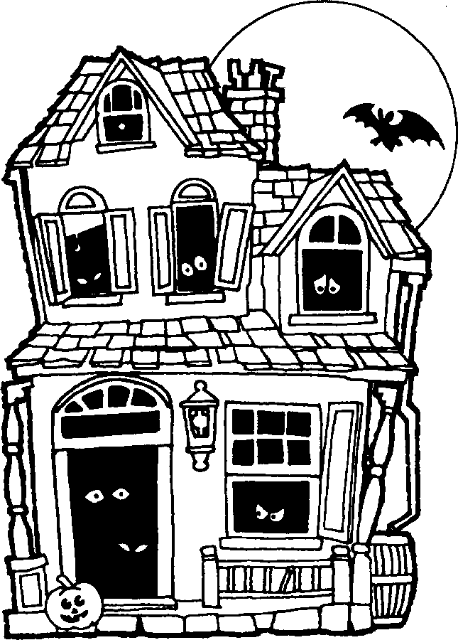 Haunted Houses Coloring Pages - AZ Coloring Pages