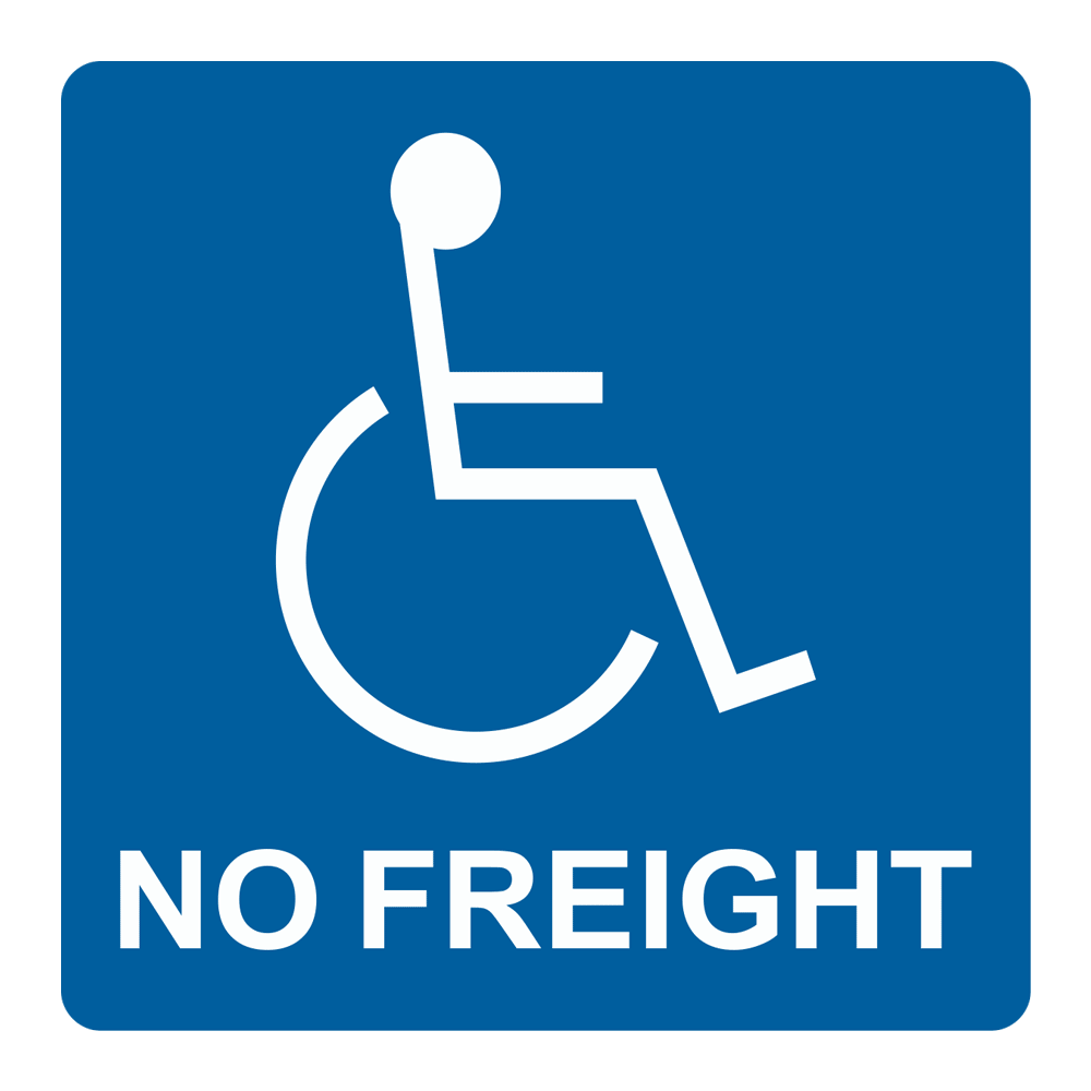 ADA No Freight Sign RRE-27702_White_on_Blue Handicap Assistance