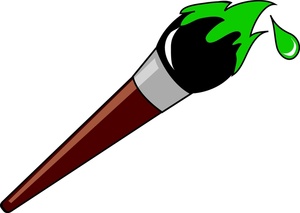 Paintbrush Clipart Image - Cartoon Paintbrush Loaded with Green Paint