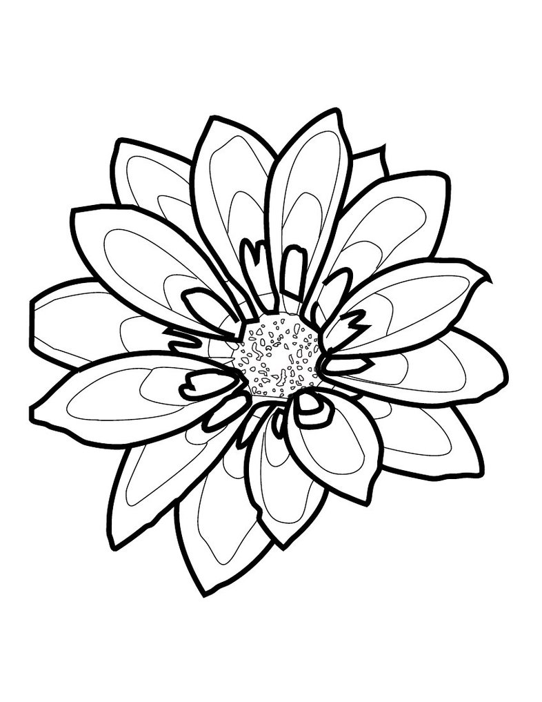 Black And White Flower Outline