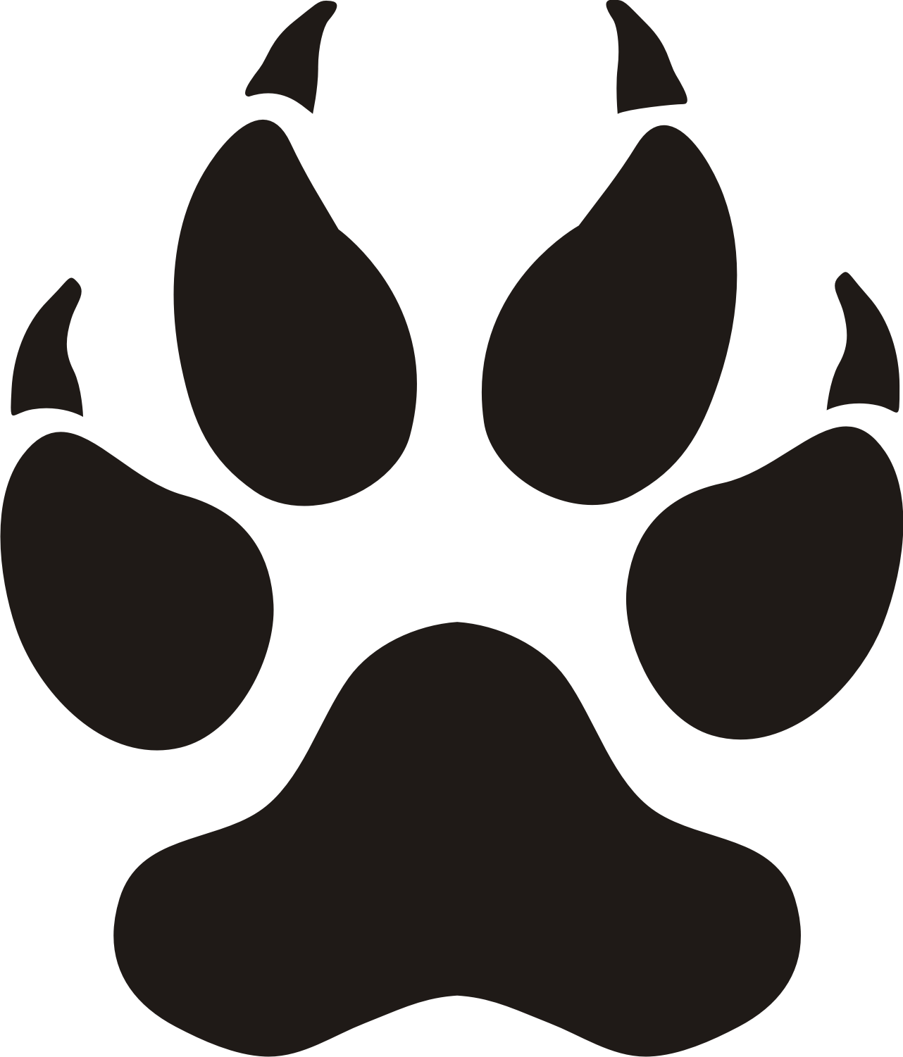 Black and white tiger paw clipart