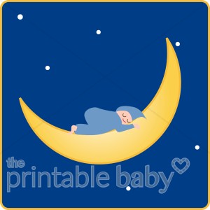 Sleeping Baby on Moon Clipart | Celestial Baby Clipart
