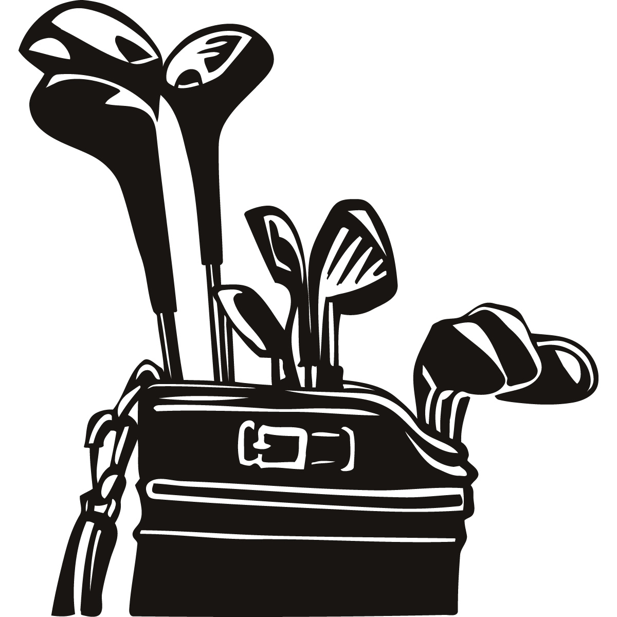 Golf club clipart black and white