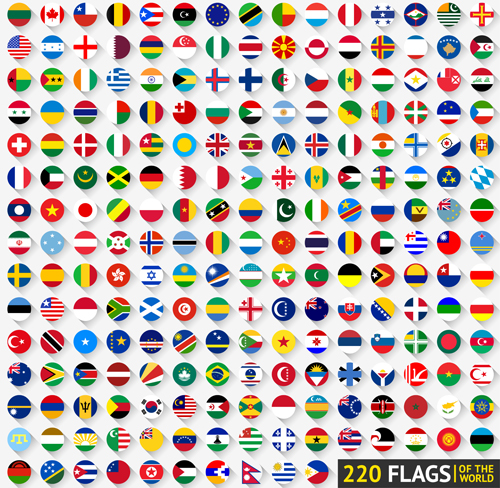 World flags round icons vector material - Other Icons, Vector ...