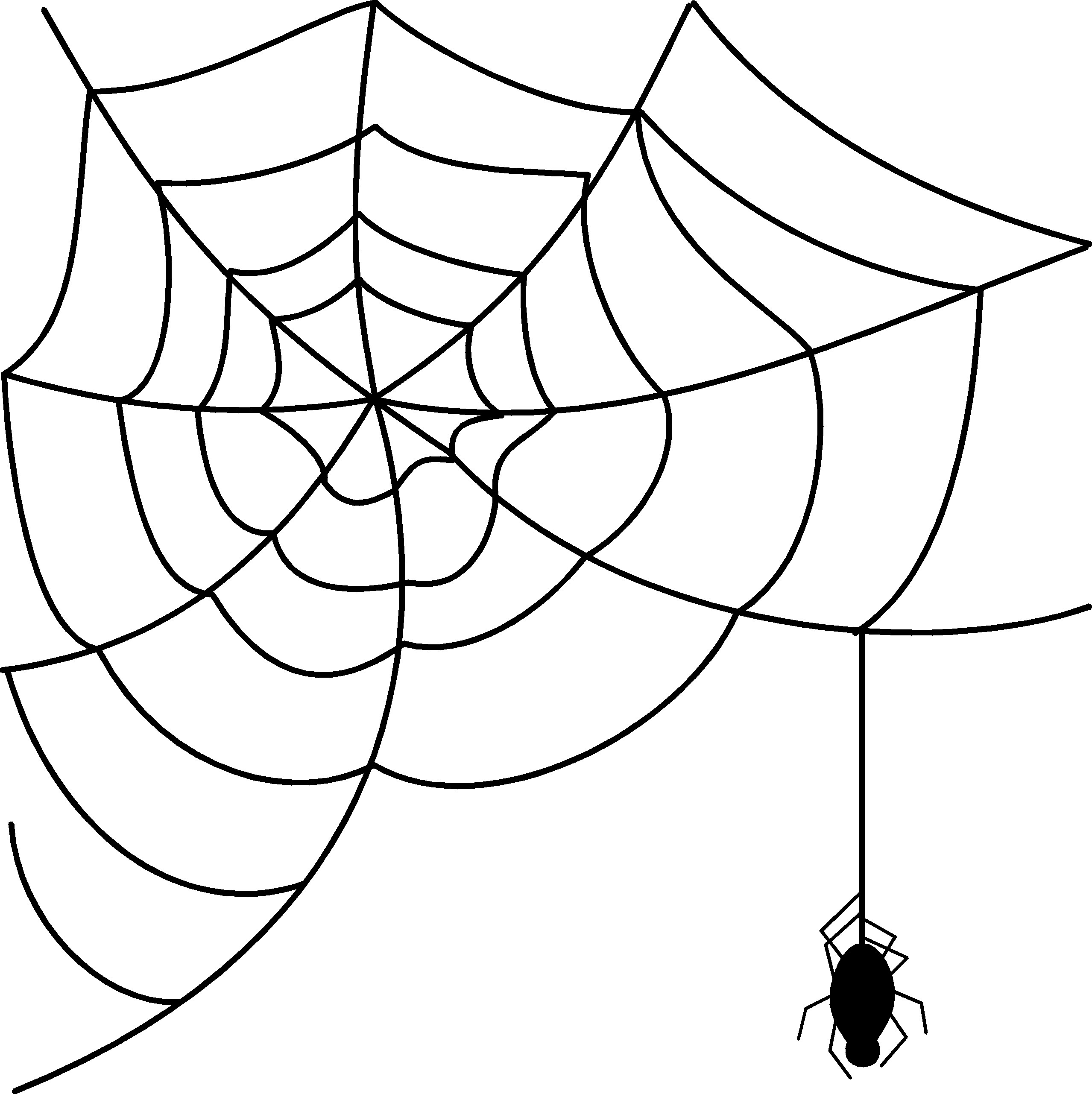 Spider web clipart or silhouette or drawing