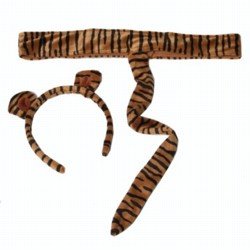 Kids Plush Tiger Headband Ears Tail Safari Dressup ...
