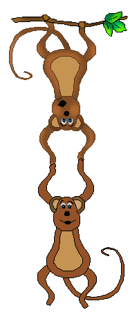 Monkeys Clipart - Two Monkeys Hanging on a Branch