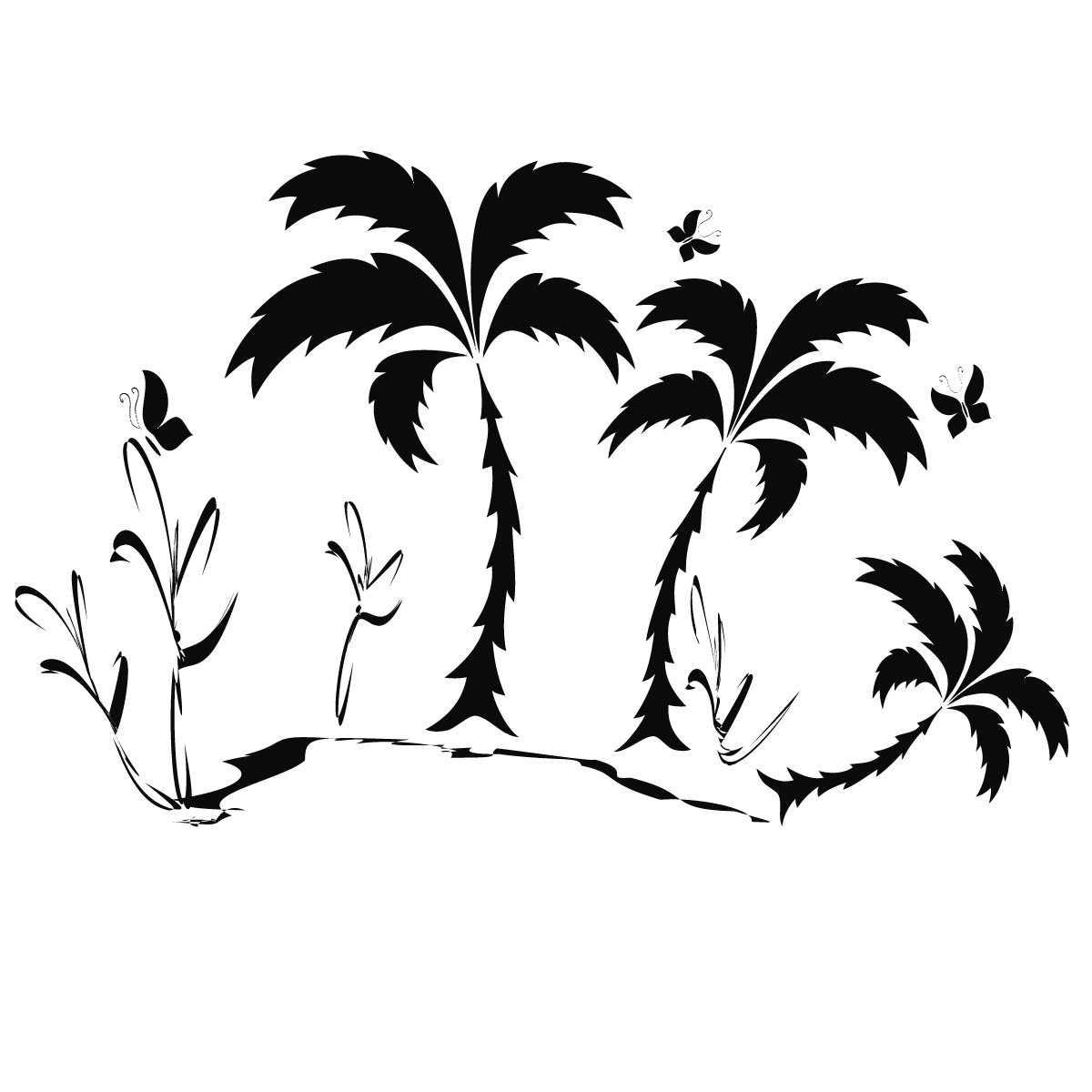 Palm Tree Line Drawing