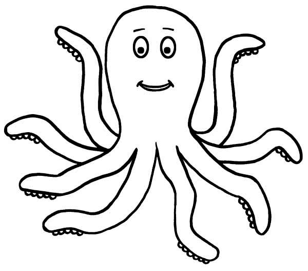 Happy Octopus Sea Animals Coloring Page - Free & Printable ...