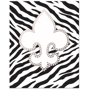 Amazon.com - Bling Fleur De Lis w/ zebra background-WHITE Art ...