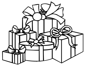 Christmas Present Clip Art – Black And White – Happy Holidays!
