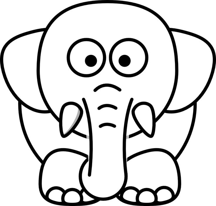 Clipart elephant head bw