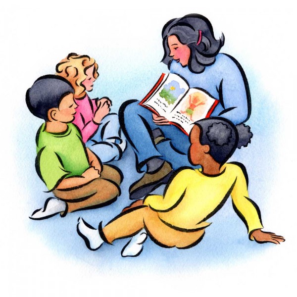 Teacher reading book clipart