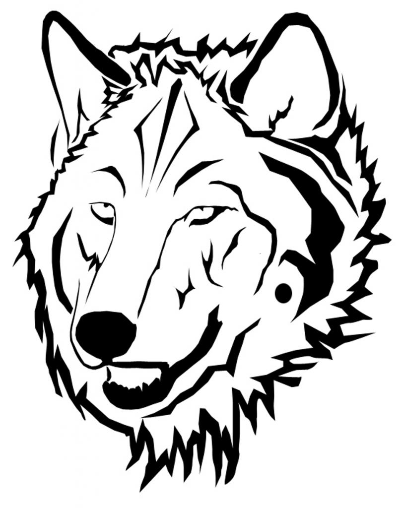 Wolf Face Outline - AZ Coloring Pages