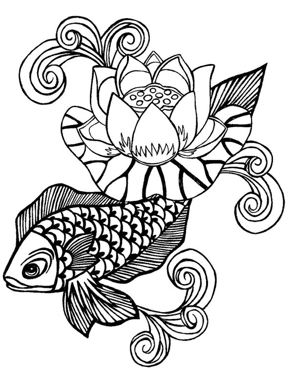 Koi Fish Tattoo Black an White