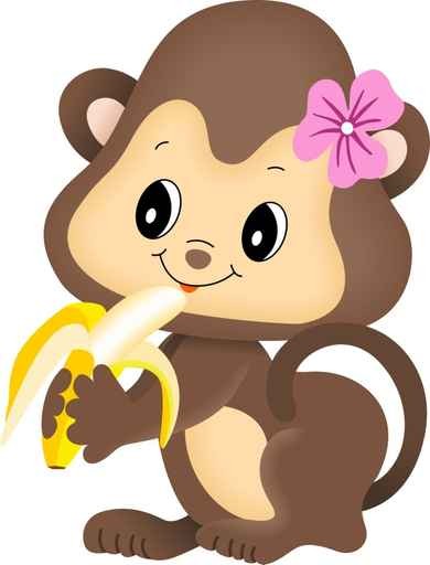 Girl monkey eating banana Wall Decal | Wallmonkeys