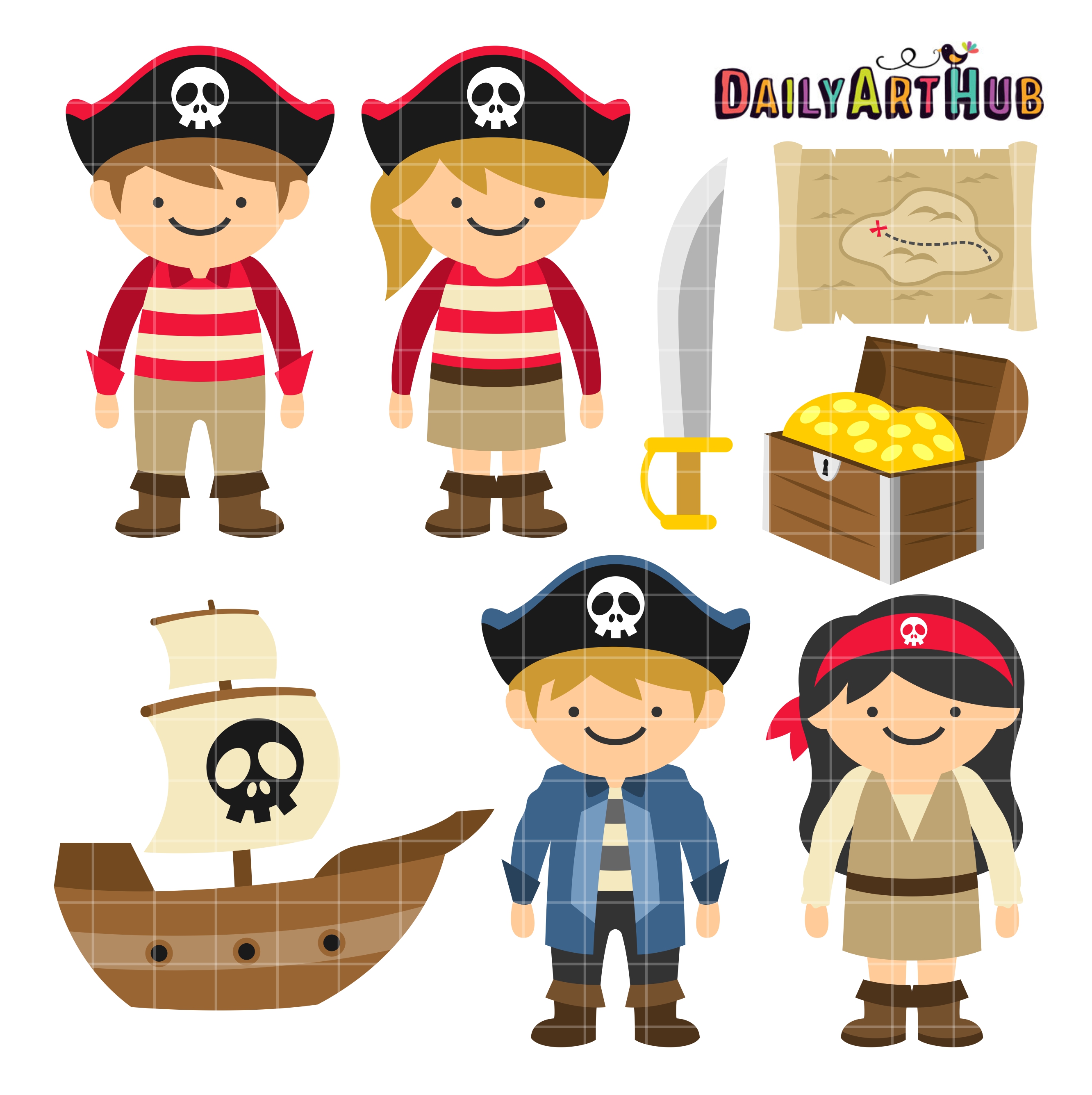 Pirate Kids Clip Art Set | Daily Art Hub