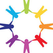 People holding hands in a circle clipart