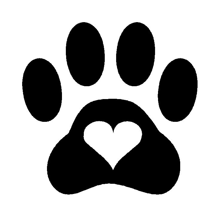 Heart clipart with paw print