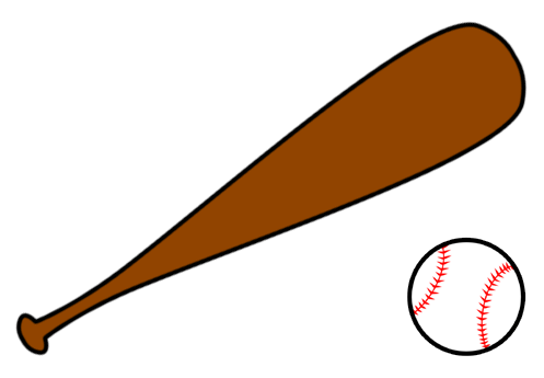 Baseball bat and ball clipart