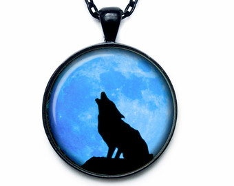 moon necklace wolf – Etsy