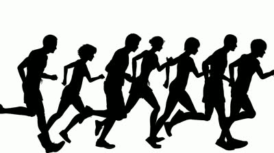 Clipart line of running people