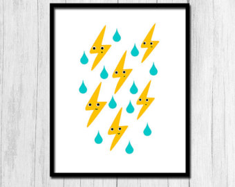 Lightning bolt print | Etsy