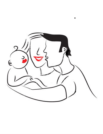 Mother And Baby Line Drawing - Free Clipart Images