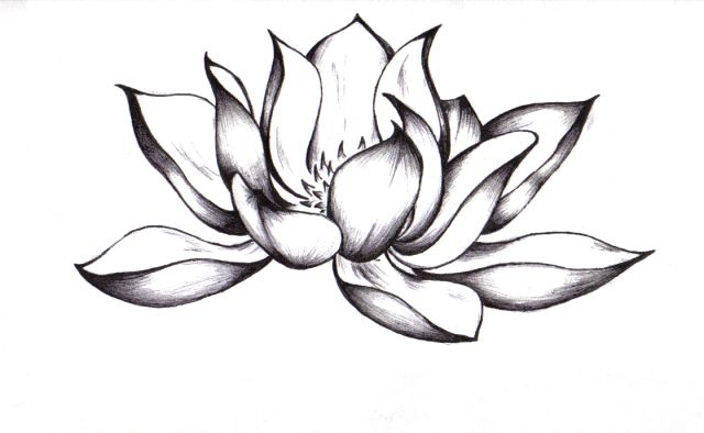 Simple Black Outline Lotus Flower Tattoo On Ankle