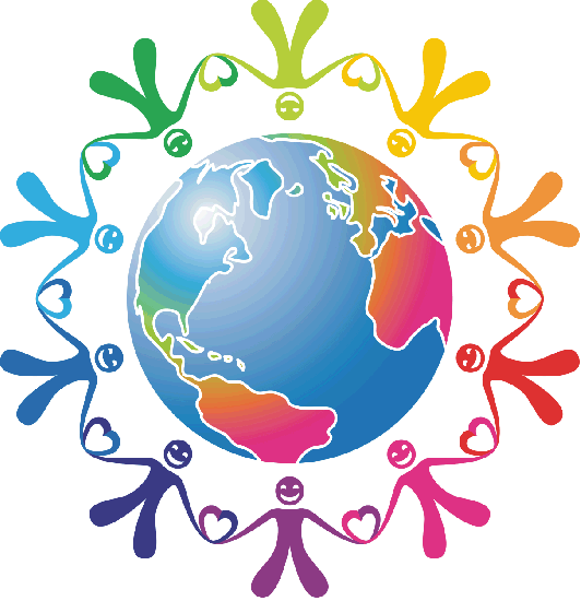 People all around the world holding hands clipart