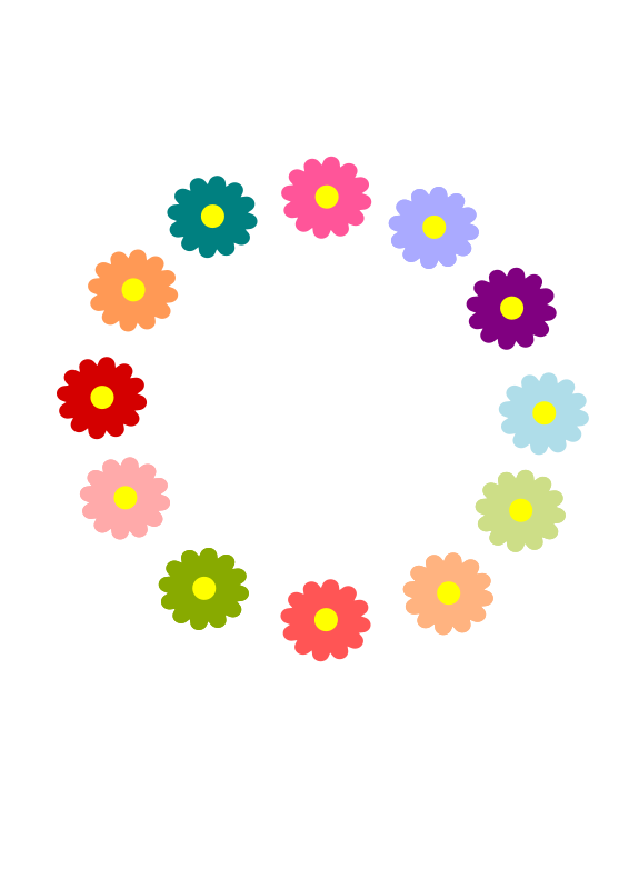 Rainbow Flower Wreath Free Vector