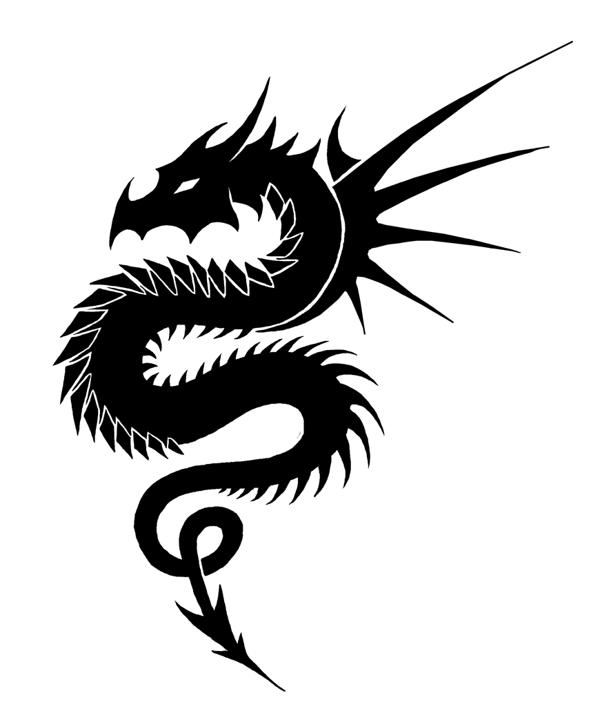 Simple Black And White Dragon